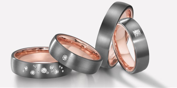 tantalum and rose red gold wedding ring bands for men and woman
