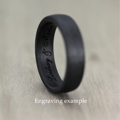 Polished Black Zirconium Wedding Ring Band 5mm or 6mm