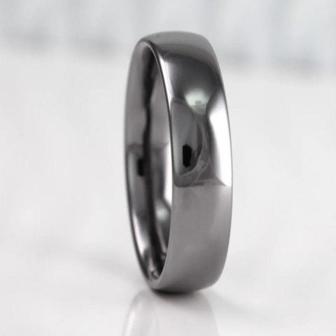 men's tantalum wedding ring band for him. 6mm wide in a polished finish low dome court shape