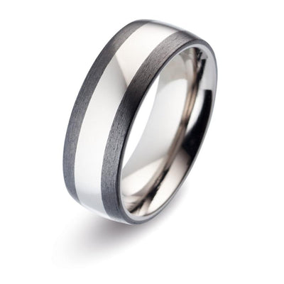 Titanium and Carbon Fibre Wedding ring for men in 8mm wide