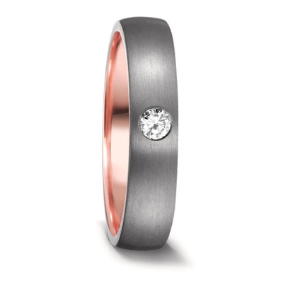 Diamond, Tantalum & 14K Rose Gold, Ultra comfort fit, Wedding Ring - The Radiant