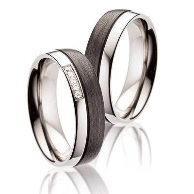 Wedding Band Set, 6mm Carbon Fiber & Titanium, customizable with FREE engraving!