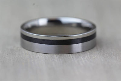 The Imperial - Carbon Fibre & Titanium Ring - Matte and polished finish wedding band - Alternative metal wedding ring 