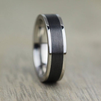 Titanium & Carbon Fibre Wedding Ring 6mm or 7mm- The Valkyrie